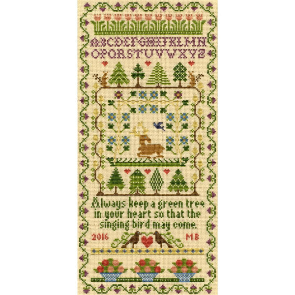 Набор для вышивания крестом Bothy Threads "Зеленое дерево", 18x36 см, XS2, счетная схема