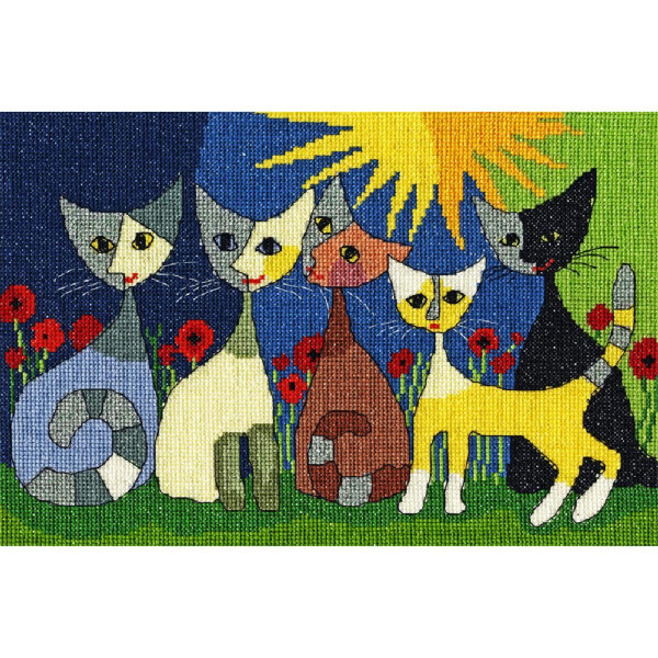 Bothy Threads counted cross stitch Kit "Five Cats", 28x19cm, XRW6