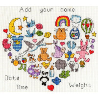 Набор для вышивания крестом Bothy Threads "Детское сердце", 27x24 см, XJA7, счетная схема