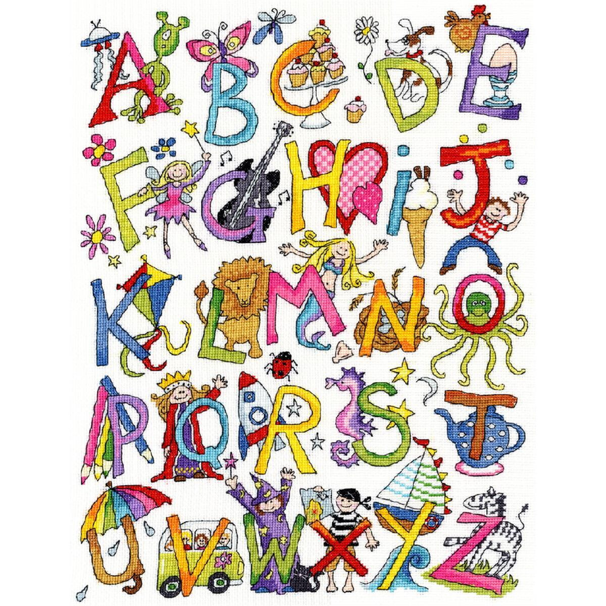 Colorful illustrated alphabet, where each letter is...