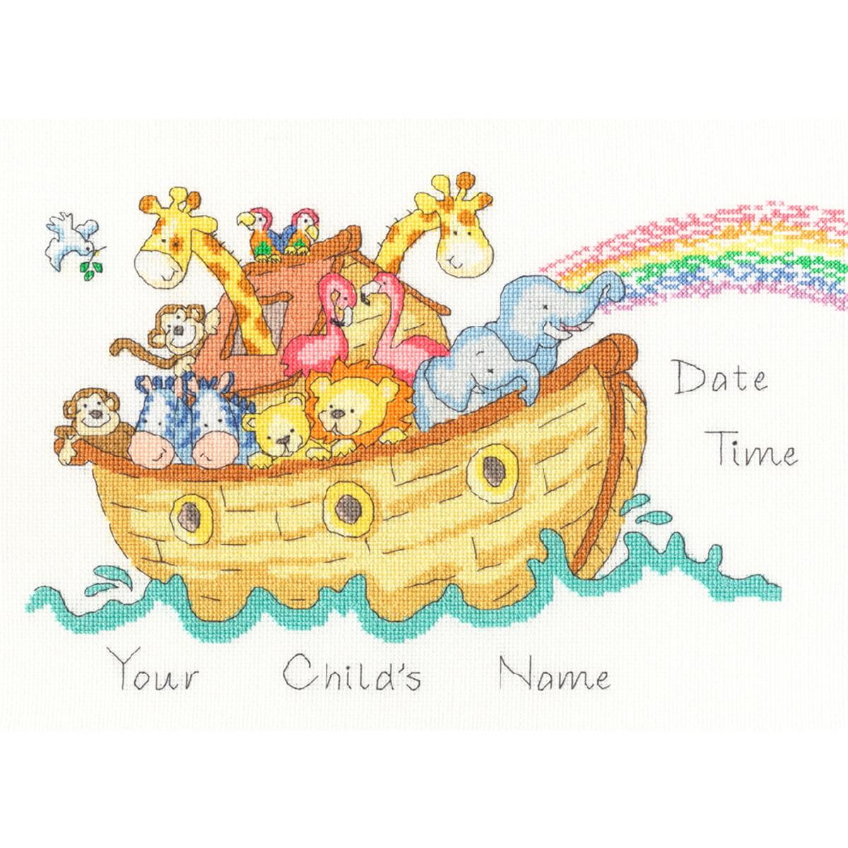 An illustrated picture of Noahs Ark that resembles an...