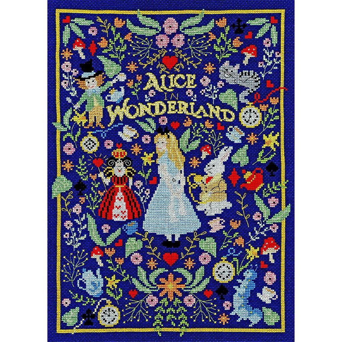 Uitgebreid borduurpakket met personages uit Alice in...