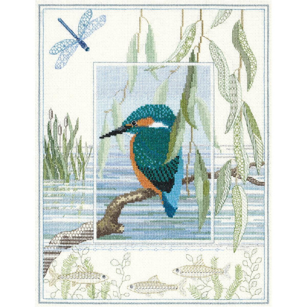 Set de punto de cruz de Bothy Threads "Animal World - Kingfisher", 26.9x34.2cm, dwwil1, patrón de conteo