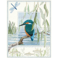 Set de punto de cruz de Bothy Threads "Animal World - Kingfisher", 26.9x34.2cm, dwwil1, patrón de conteo