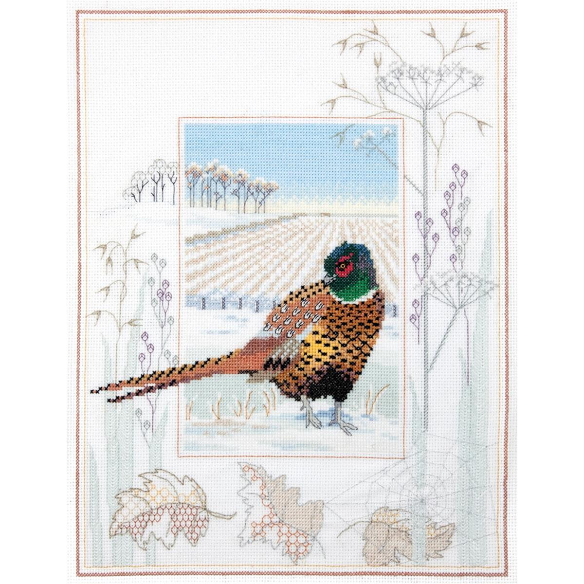 A cross-stitch artwork (embroidery picture) with a...