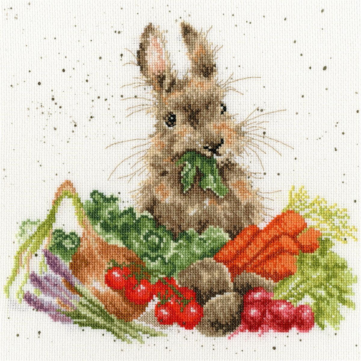 Eine Bothy Threads Stickpackung zeigt ein Kaninchen, das...