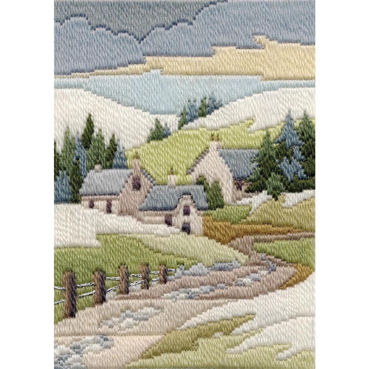 A detailed Bothy Threads embroidery pack shows a tranquil...