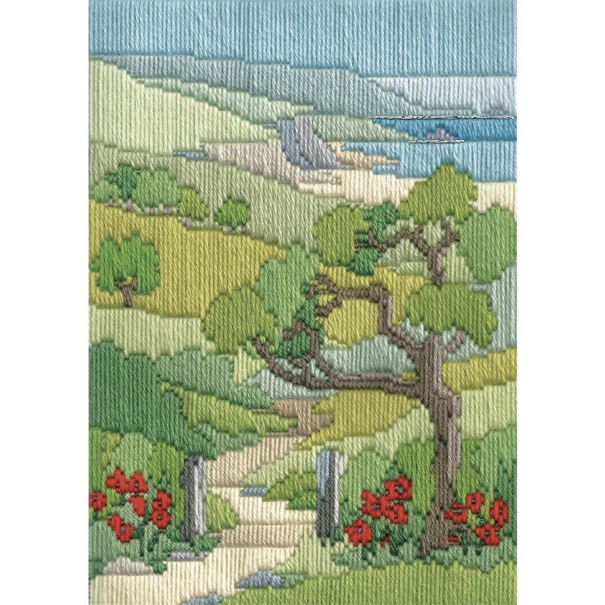 Een kleurrijk landschapsborduurpakket van Bothy Threads,...