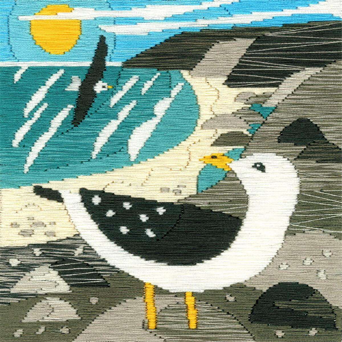 An embroidery pack from Bothy Threads shows a seagull...