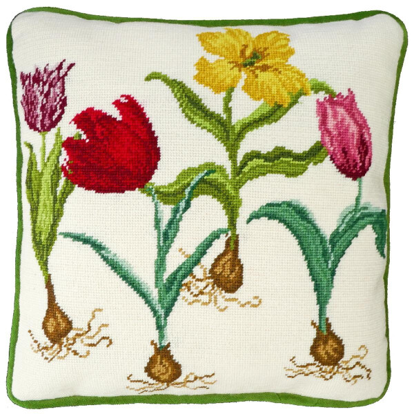 Set di cuscini da ricamo Bothy Threads "Tulipani", 35,5x35,5cm, tap5, disegno di ricamo prestampato