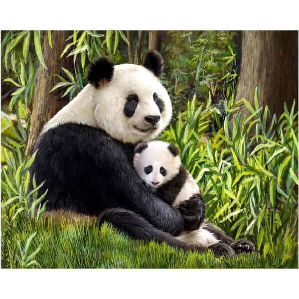 CdA Set de pintura de diamantes "Madre panda", 48x38cm