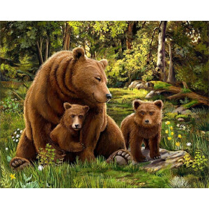 CdA Diamond Set pittura "Bear Family", 48x38cm