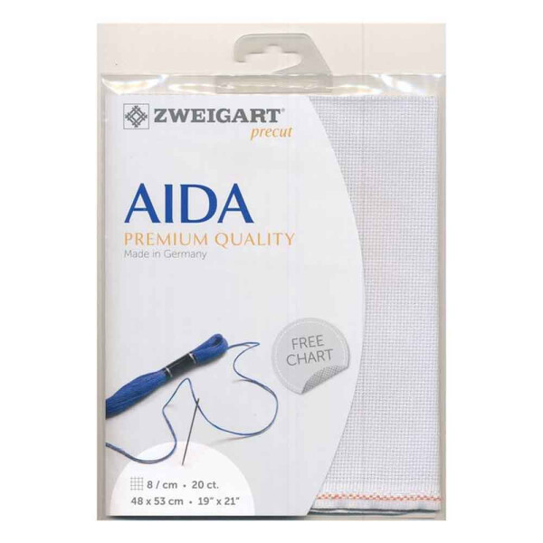 aida Zweigart Precute 20 ct. Aida 3326 extra fine colore 786 light ash grey, contatore per punto croce 48x53cm