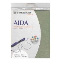 AIDA Zweigart Precute 20 ct. Extra Fein-Aida 3326 Farbe 6016 moosgrün, Zählstoff für Kreuzstich 48x53cm