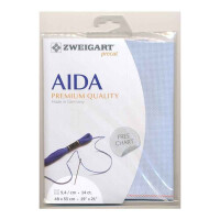AIDA Zweigart Precute 14 ct. Stern Aida 3706 color 5130 light blue, fabric for cross stitch 48x53cm