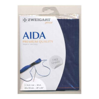 AIDA Zweigart Precute 16 ct. Aida 3251 color 589 dark blue, fabric for cross stitch 48x53cm
