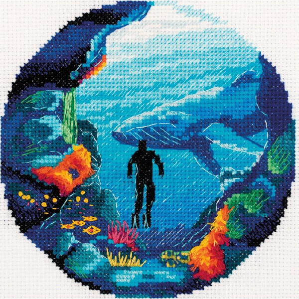 Panna counted cross stitch kit "Diving", 15x15cm, DIY