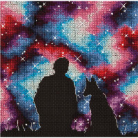 Panna counted cross stitch kit "Best friends in the Universe", 14,5x14,5cm, DIY
