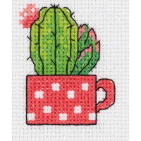 Klart counted cross stitch kit "Cactus in cup", 7,5x8,5cm, DIY
