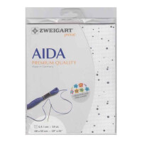 aida Zweigart Precute 14 ct. Star Aida 3706 couleur 1329 splash white grey, tissu de comptage pour point de croix 48x53cm