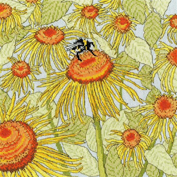 Bothy Threads Set punto croce "Sunflowers Garden", schema di conteggio, xfy2, 25x25cm