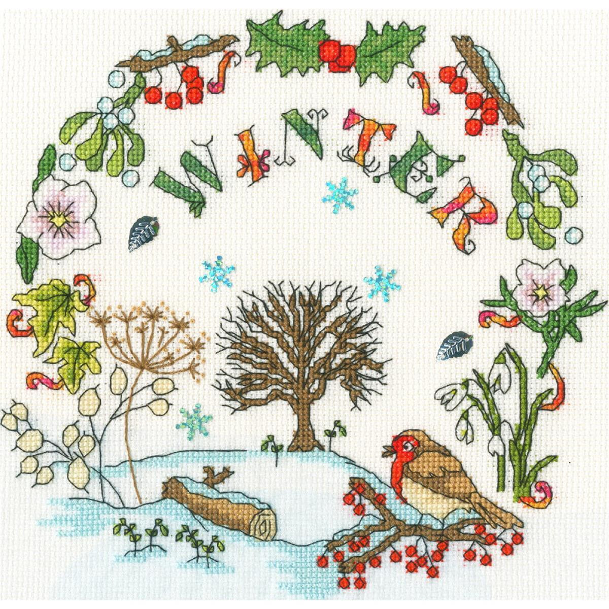 A cross stitch pattern or embroidery picture with a...