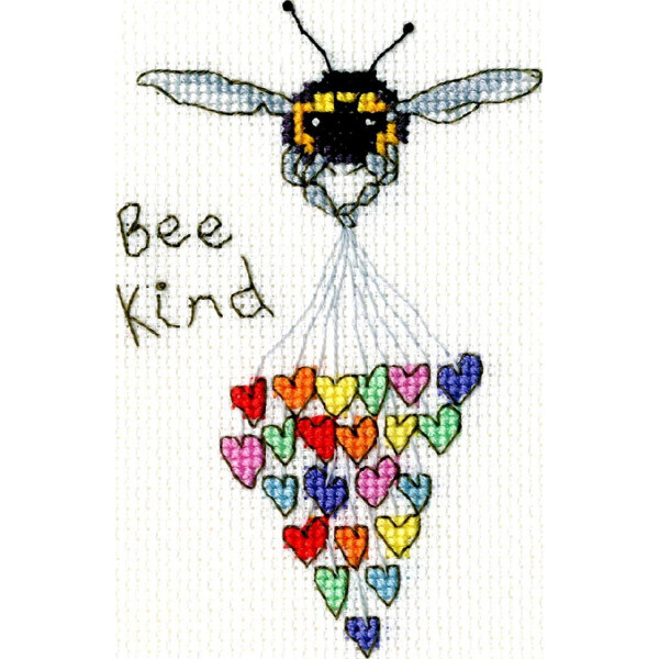 Bothy Threads Tarjeta de felicitación Juego de punto de cruz "Bee Kind", patrón de conteo, xgc27, 9x13cm