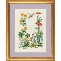 Eva Rosenstand counted cross stitch kit "Buttercup and poppy", 28x35cm, DIY