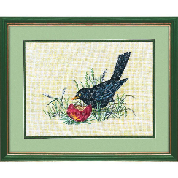 Ева Розенштанд Набор для вышивания крестом "Черный дрозд и яблоко", счетная схема, 24x30 см