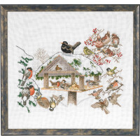 Eva Rosenstand counted cross stitch kit "Birdtable", 35x45cm, DIY