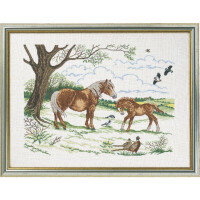 Eva Rosenstand kruissteekset "Paarden met veulen", telpatroon, 45x60cm