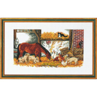 Ева Розенштанд Набор для вышивания крестом "Лошадь, свиньи, куры", счетная схема, 30x50 см