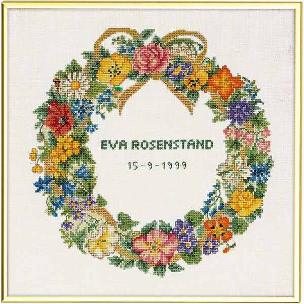Eva Rosenstand Set de point de croix "Couronne danniversaire", modèle de comptage, 30x30cm