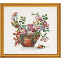 Eva Rosenstand kruissteekset "Koperen pot met rozen", telpatroon, 40x50cm