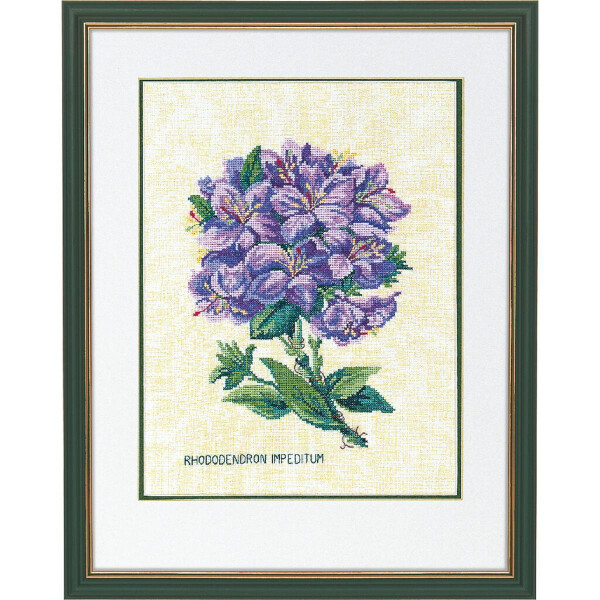 Eva Rosenstand kruissteekset "Rhododendron, lilla", telpatroon, 35x45cm