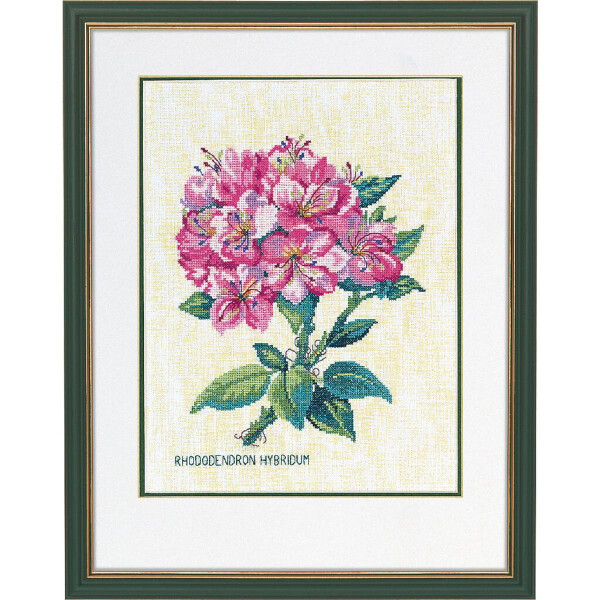 Eva Rosenstand counted cross stitch kit "Rhododendron, pink", 35x45cm, DIY
