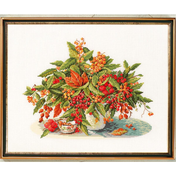 Eva Rosenstand counted cross stitch kit "Golden berries", 40x50cm, DIY