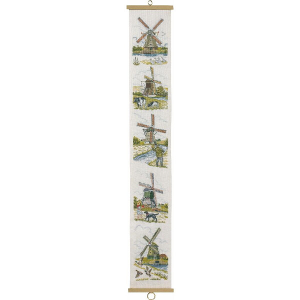 Eva Rosenstand set de points de croix "5 moulins à vent hollandais", modèle de point de croix, 16x110cm
