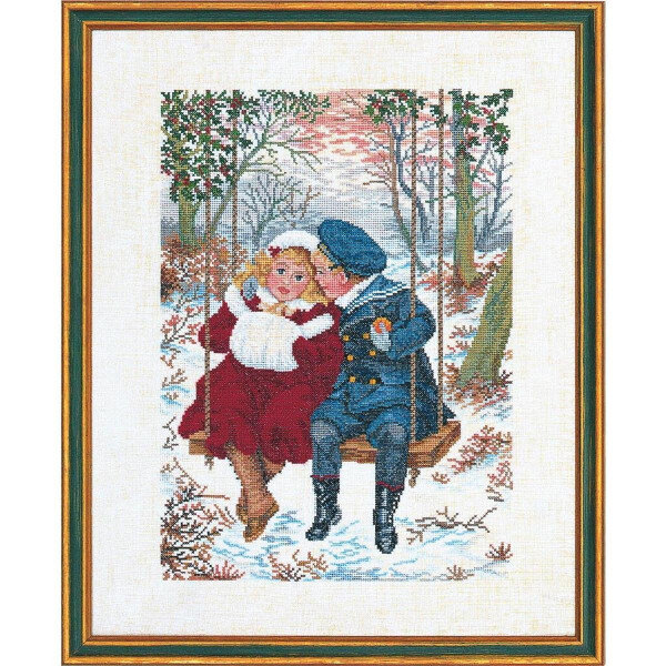 Eva Rosenstand kruissteekset "Kinderen op schommel", telpatroon, 40x50cm
