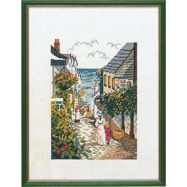 Eva Rosenstand counted cross stitch kit "Town by the seaside", 30x40cm, DIY