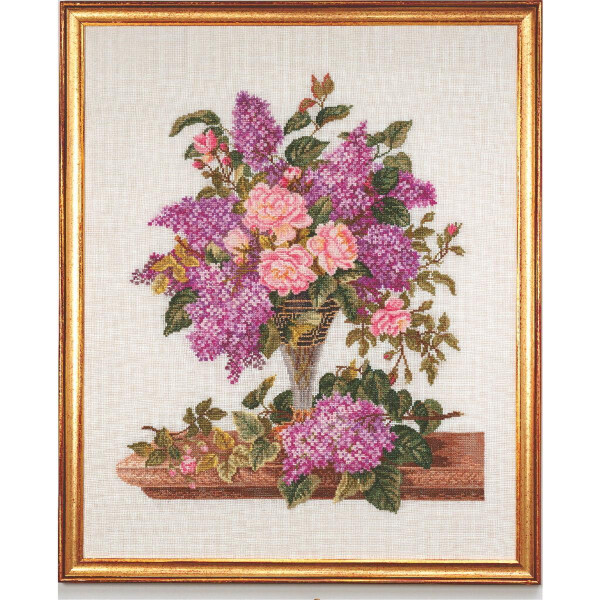 Eva Rosenstand counted cross stitch kit "Lilac/roses", 45x55cm, DIY