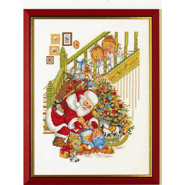 Eva Rosenstand set punto croce "Babbo Natale con 2 bambini", schema di conteggio, 30x40cm