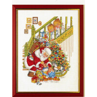 Eva Rosenstand counted cross stitch kit "Santa Claus with 2 children", 30x40cm, DIY