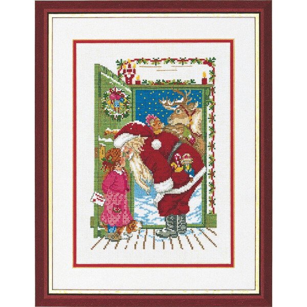 Eva Rosenstand kruissteekset "Kerstman in de deur", telpatroon, 30x40cm