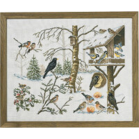 Eva Rosenstand counted cross stitch kit "Eating birds", 55x45cm, DIY
