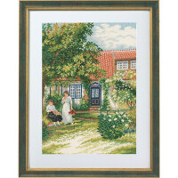 Set punto croce Eva Rosenstand "Signore in giardino", schema di conteggio, 31x41cm