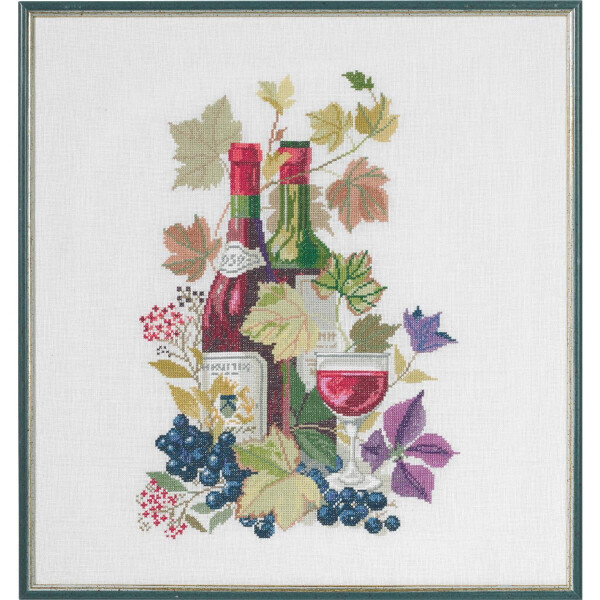 Eva Rosenstand kruissteekset "Rode wijn", telpatroon, 48x58cm