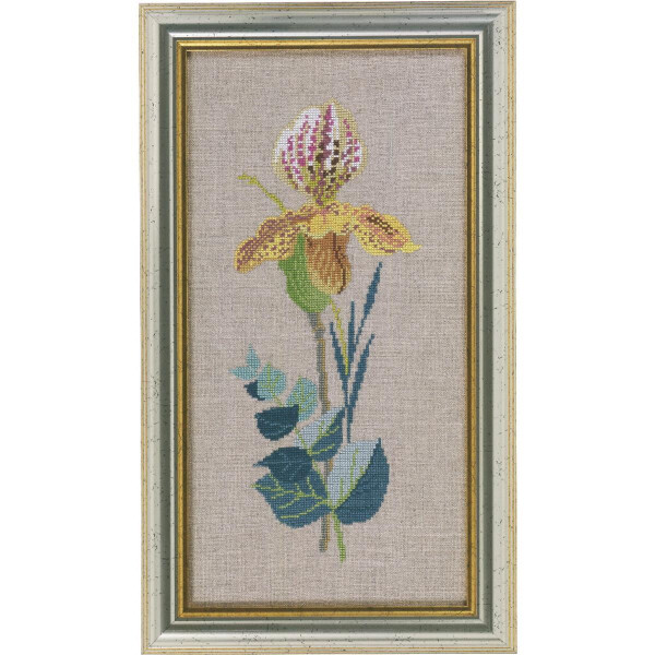 Eva Rosenstand counted cross stitch kit "Yellow orchid", 20x35cm, DIY
