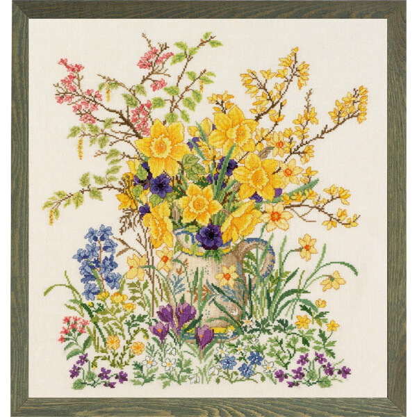 Eva Rosenstand kruissteekset "Paasbloemen", telpatroon, 49x52cm