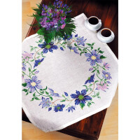 Eva Rosenstand Tablecolth counted cross stitch kit "Blue clematis", 82x82cm, DIY